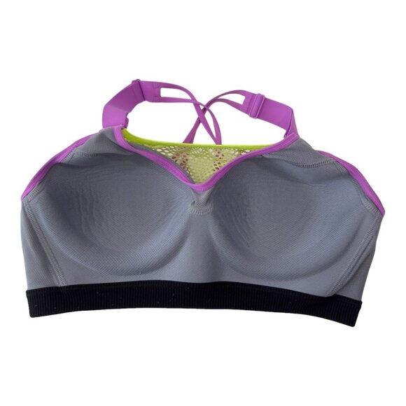 Victoria's Secret VSX Sport Mesh Active Sport Bra Size 34C Neon Yellow & Gray - Picture 6 of 9